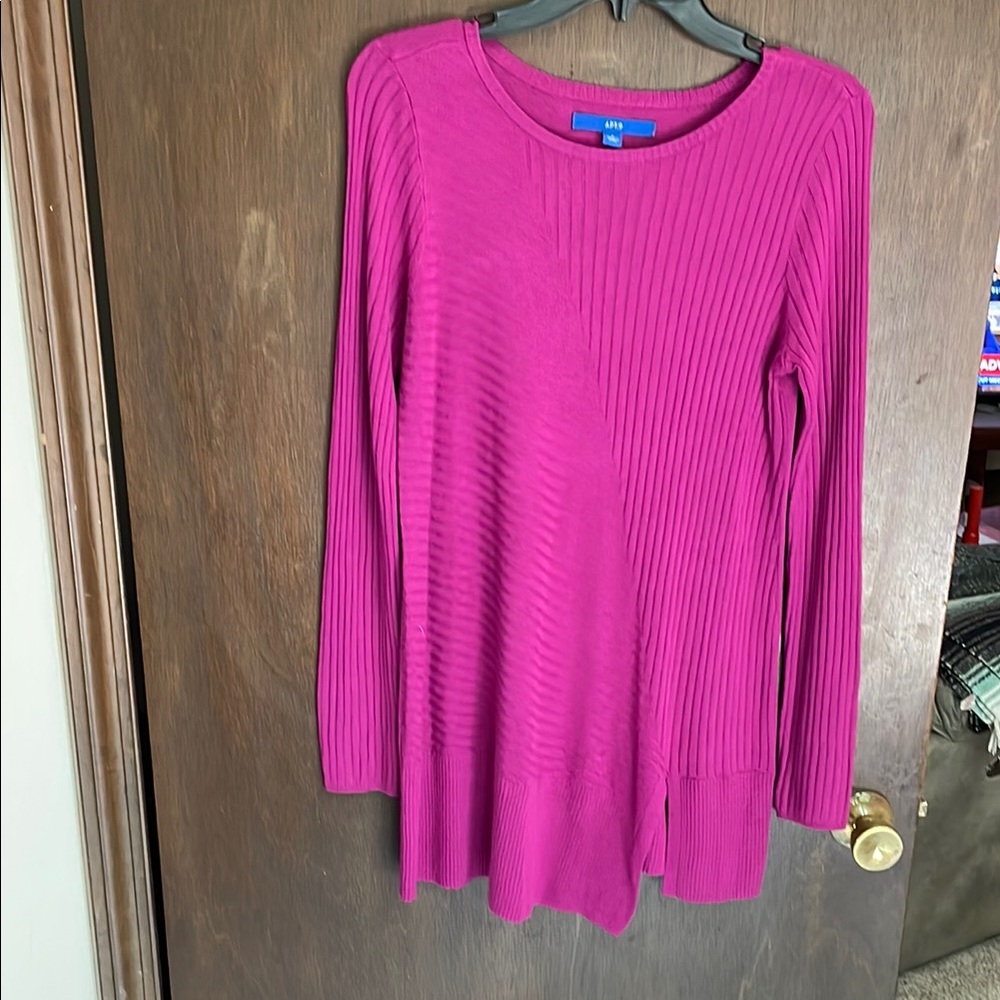 Apt. 9 Pink Ribbed Long Sleeve Tunic
